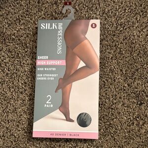 Impressions Black Sheer High Support Tights 2-Pack
